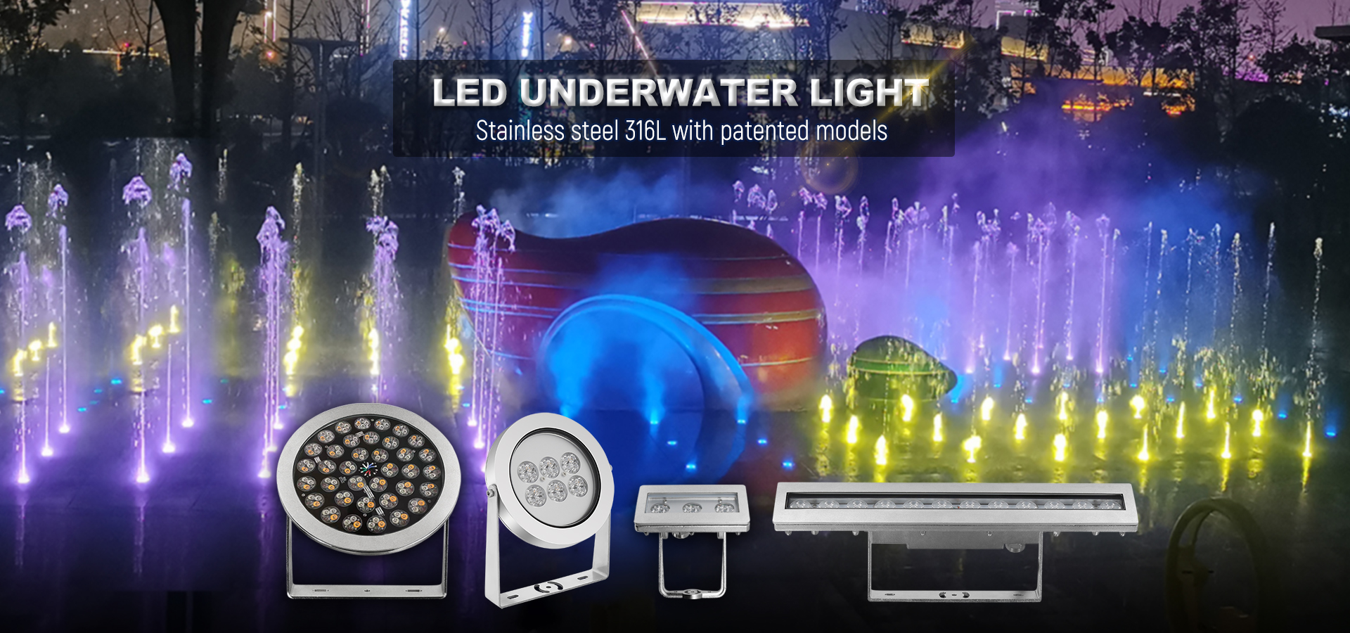 252W Underwater Spot RGBW-DMX/RDM; 144W Ring fountain light RGBW-DMX/RDM